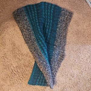 Wooden Ships Teal and Gray Knit Scarf